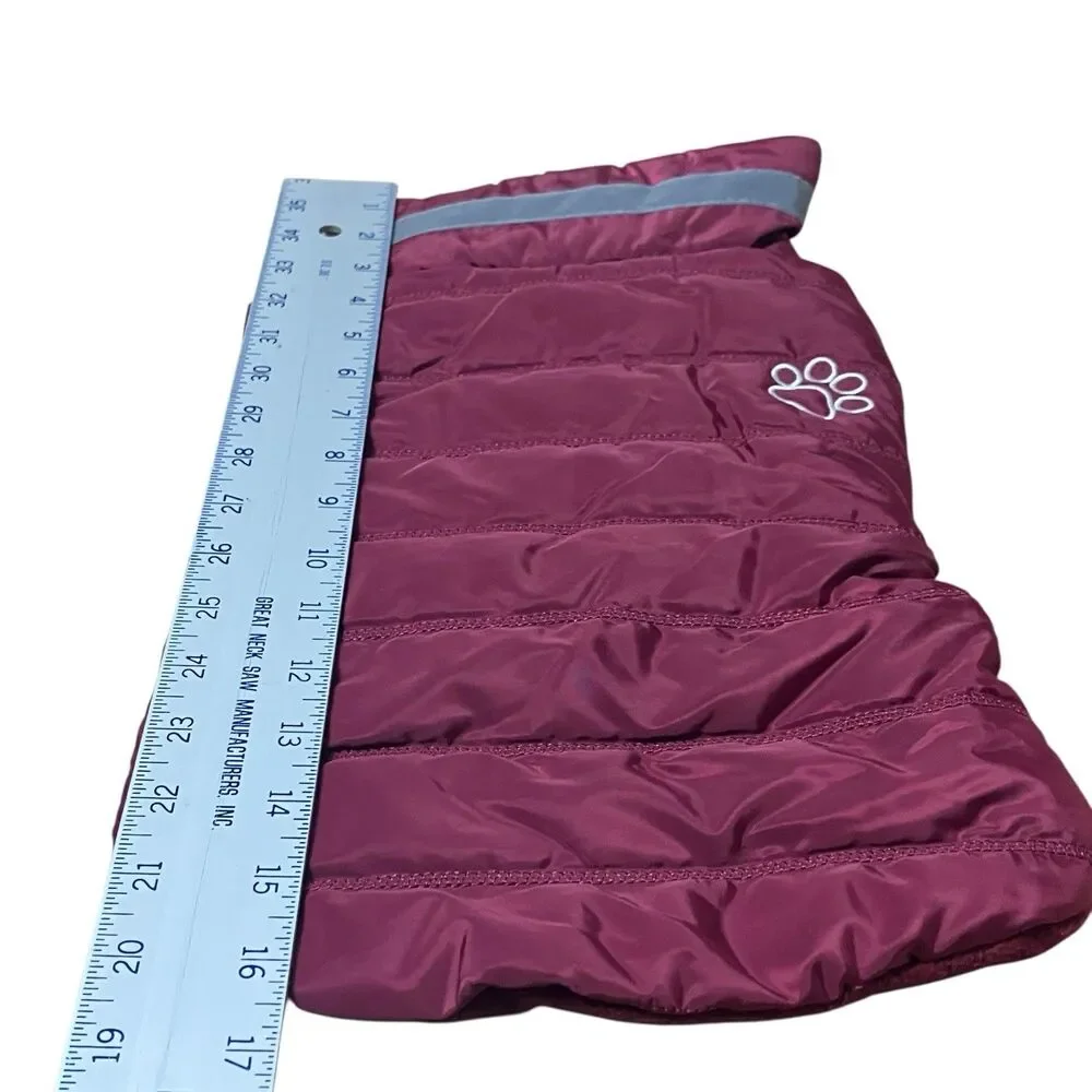 Winter Dog Jacket Red Reflective‎ Fleece Waterproof Warm Pet Vest M/L